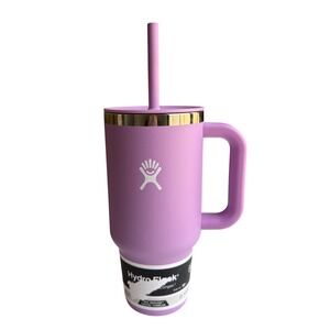 NEW Hydro Flask Anemone Pink / Purple 32oz Travel Tumbler with Straw